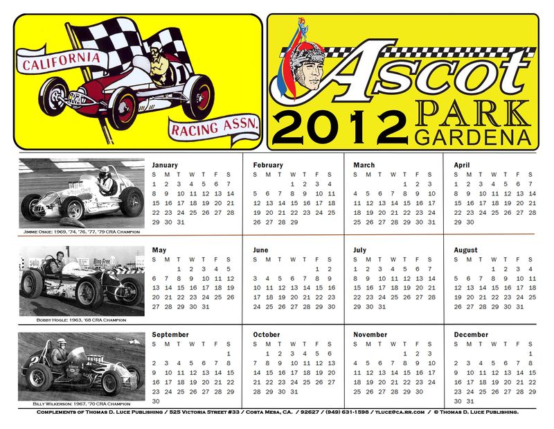 2012 Ascot Park Gardena nostalgia calendar